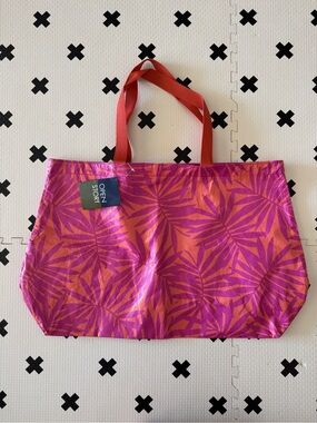 Open story Pink & Orange Leaf-Print Tote Bag NWT
